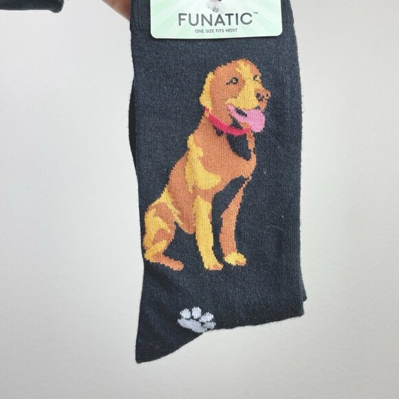 Funatic NWT Black Chocolate Lab Unisex Crewsocks New Doggy Lover Gift Pawprint - Picture 4 of 10